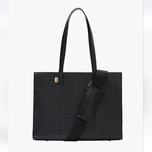 BEIS Black Crocodile-Embossed Tote Bag Set